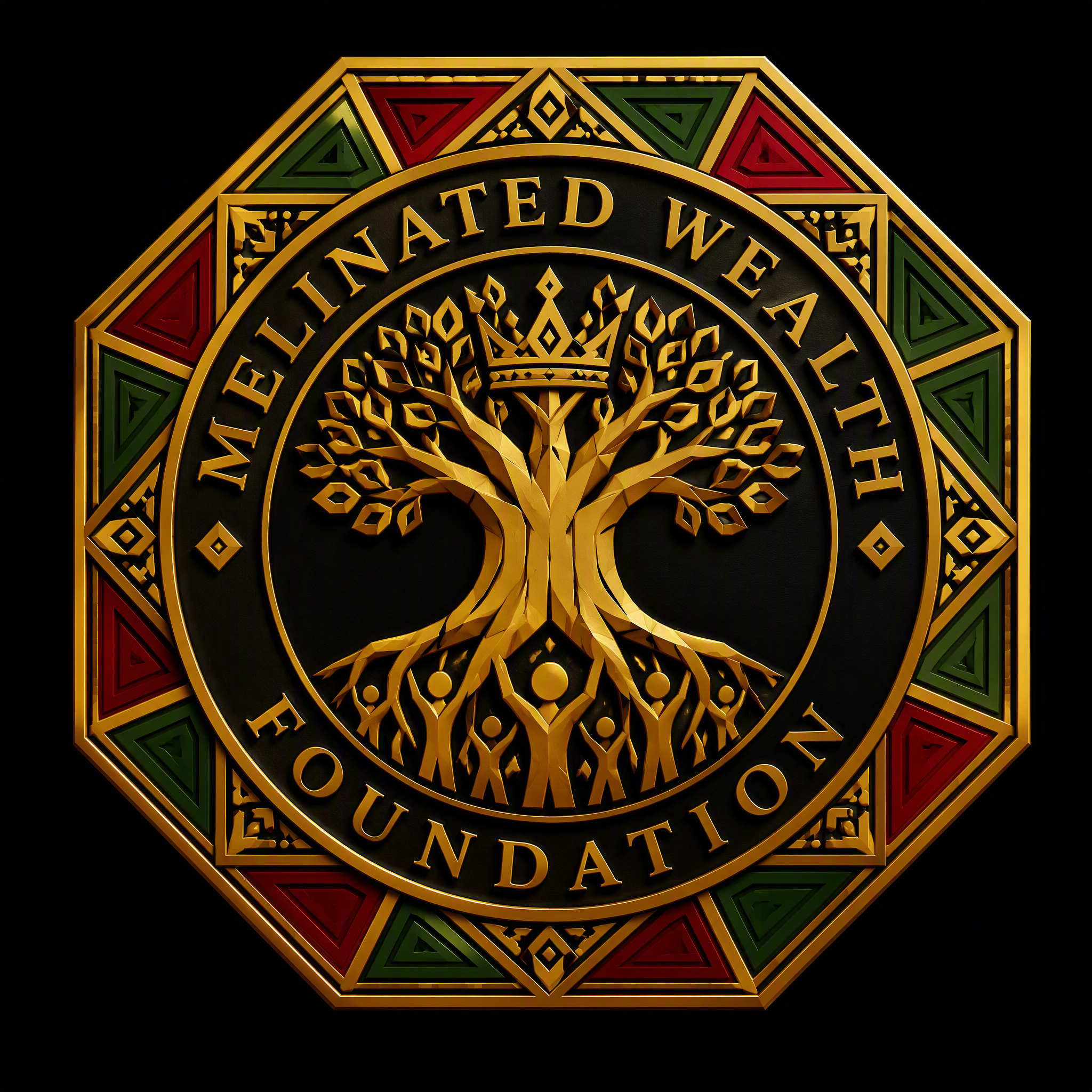 Melinated Wealth Foundation octagonal crowned tree seal